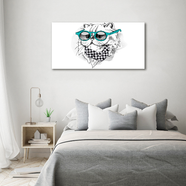 Wandbild Katze mit Brille