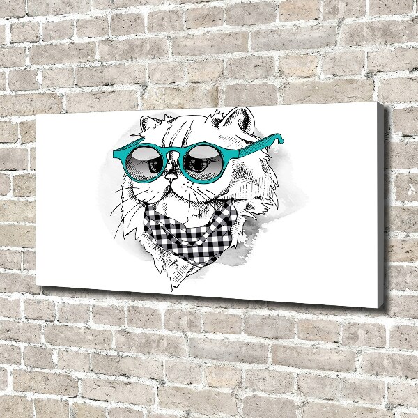 Wandbild Katze mit Brille