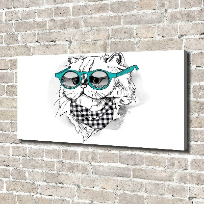 Wandbild Katze mit Brille