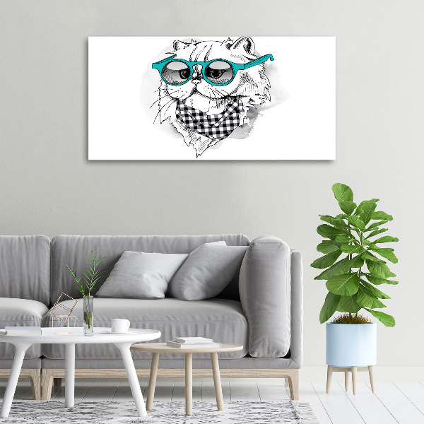 Wandbild Katze mit Brille