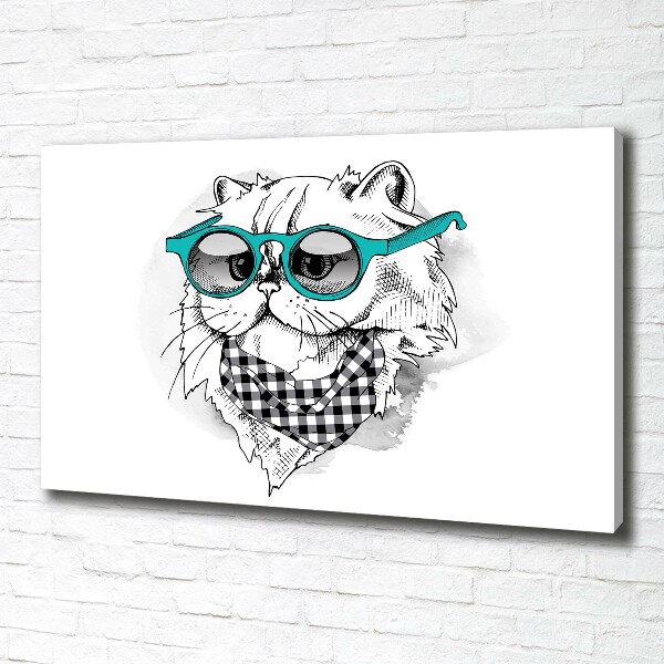 Wandbild Katze mit Brille