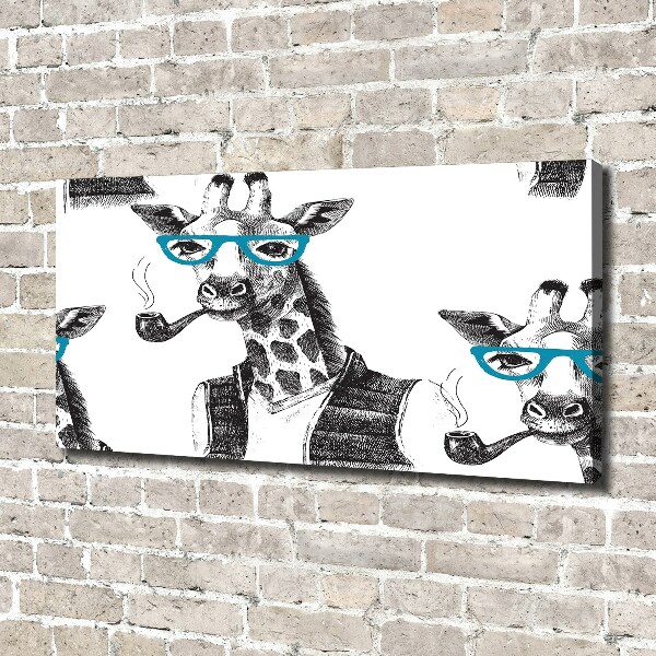 Bild auf leinwand Giraffe mit Brille