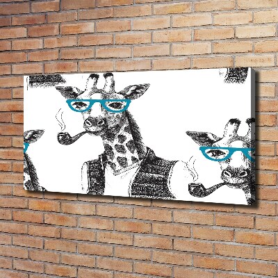 Bild auf leinwand Giraffe mit Brille