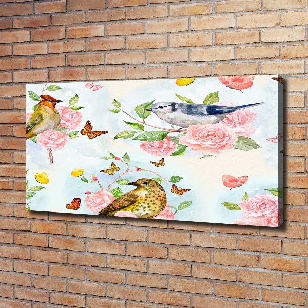 Fotobild Vögel und Rosen