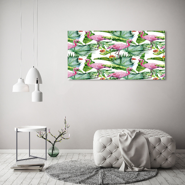 Bild auf leinwand Flamingos Pflanzen