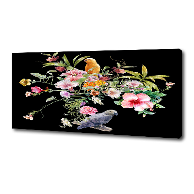 Wandbild Blumen und Vögel