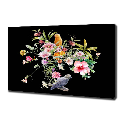 Wandbild Blumen und Vögel