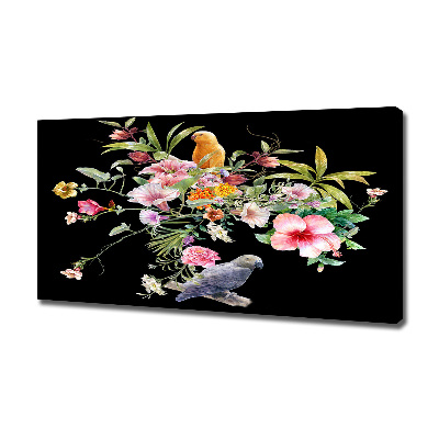 Wandbild Blumen und Vögel
