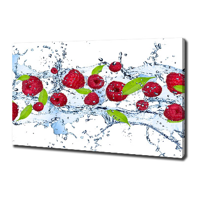Fotobild Himbeeren und Wasser