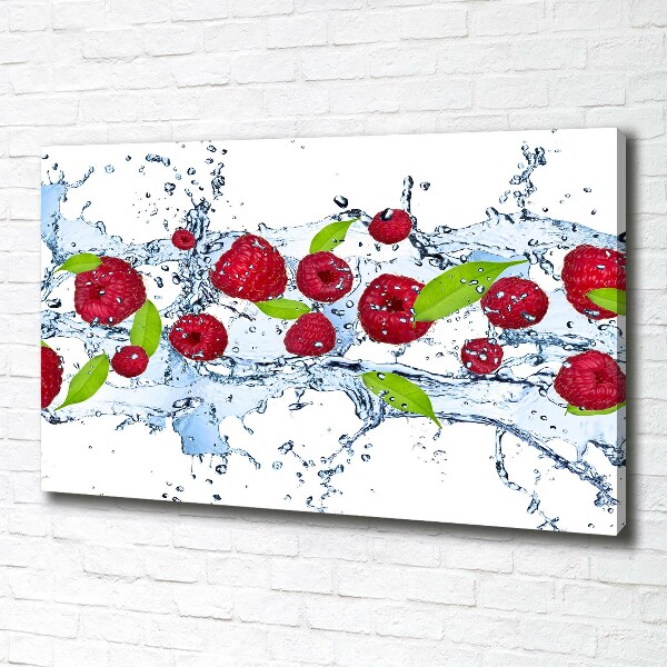Fotobild Himbeeren und Wasser