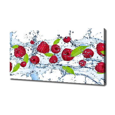 Fotobild Himbeeren und Wasser