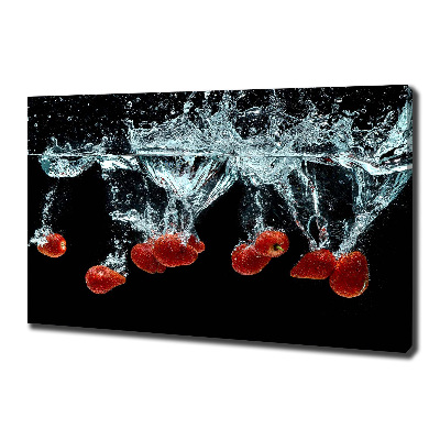 Bild auf leinwand Erdbeeren unter Wasser