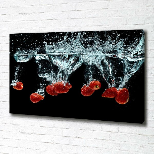 Bild auf leinwand Erdbeeren unter Wasser