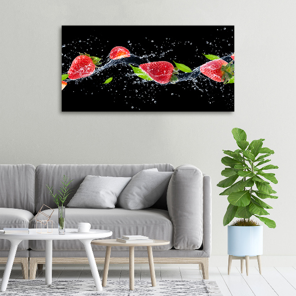 Bild auf leinwand Erdbeeren und Wasser
