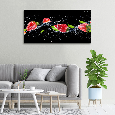 Bild auf leinwand Erdbeeren und Wasser