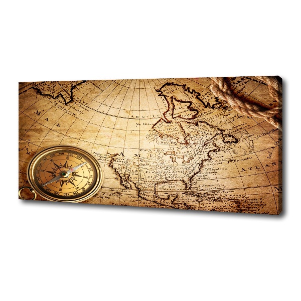 Bild auf leinwand Kompass auf der Karte