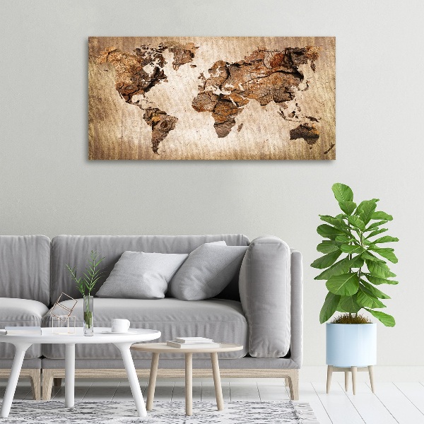 Wandbild Weltkarte aus Holz