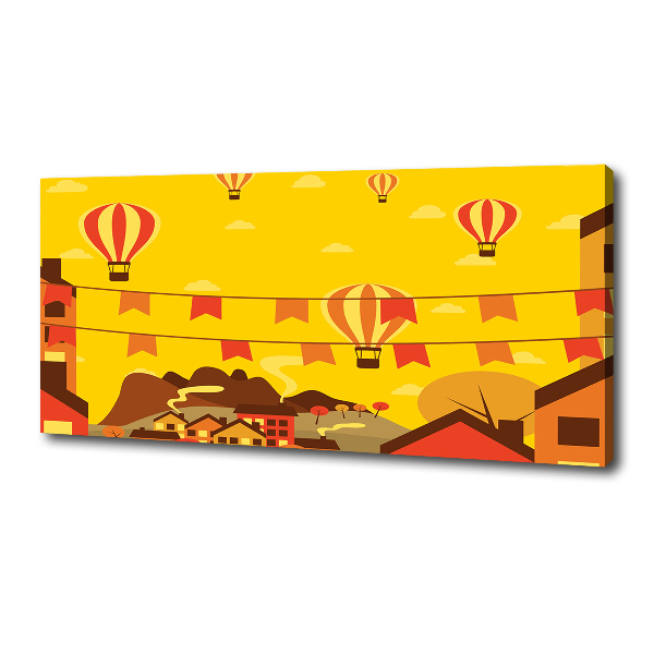 Wandbild Ballons über der Stadt
