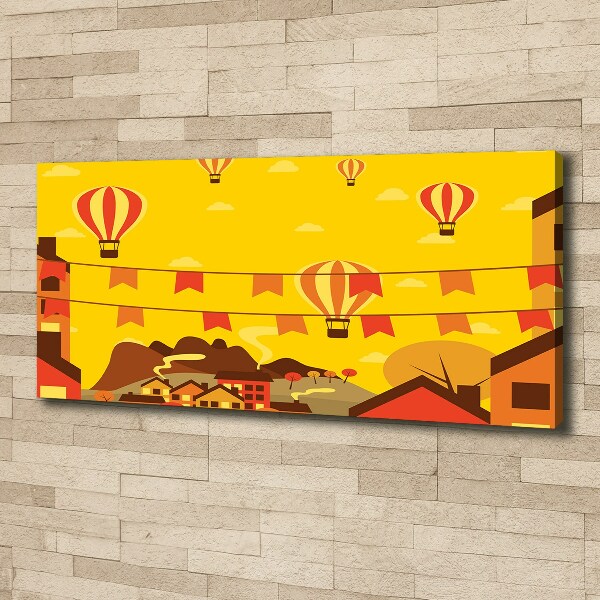 Wandbild Ballons über der Stadt