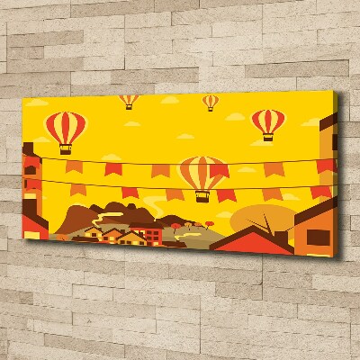 Wandbild Ballons über der Stadt