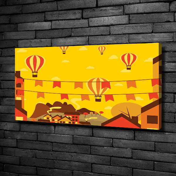 Wandbild Ballons über der Stadt