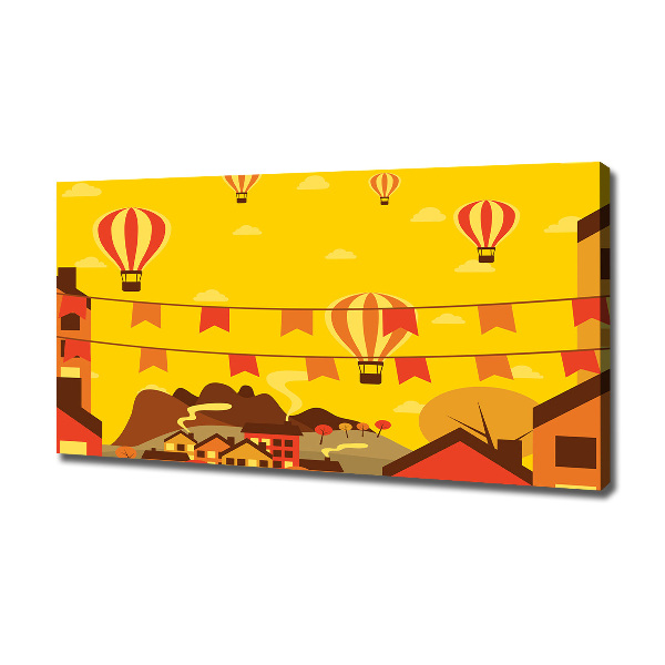 Wandbild Ballons über der Stadt