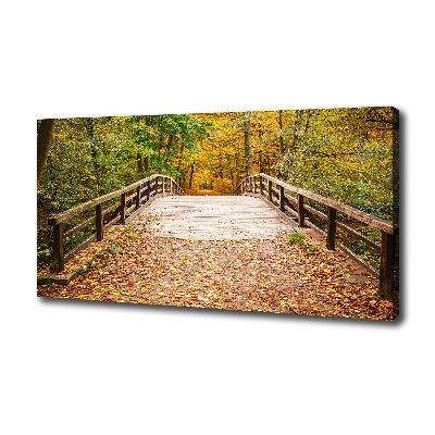 Bild auf leinwand Brücke im Herbstwald