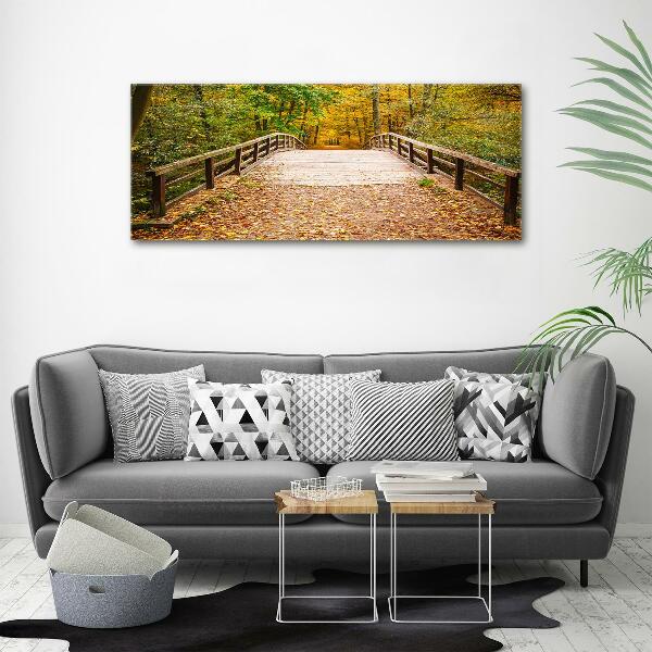 Bild auf leinwand Brücke im Herbstwald
