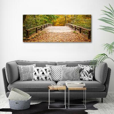 Bild auf leinwand Brücke im Herbstwald