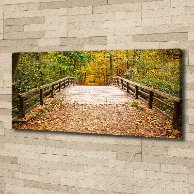 Bild auf leinwand Brücke im Herbstwald