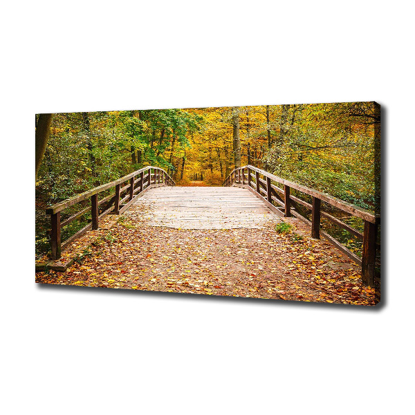 Bild auf leinwand Brücke im Herbstwald
