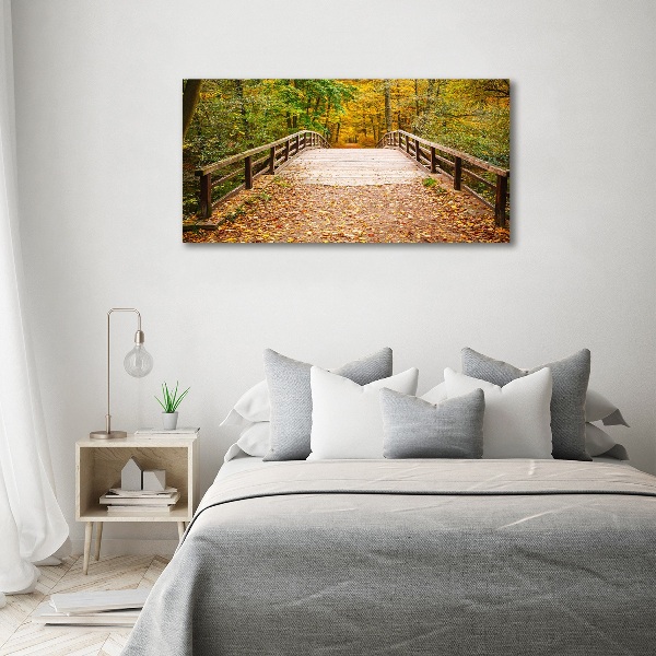 Bild auf leinwand Brücke im Herbstwald