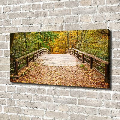 Bild auf leinwand Brücke im Herbstwald