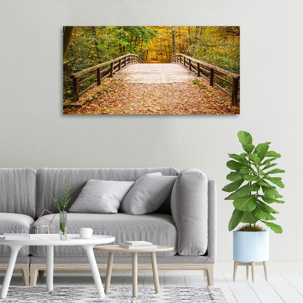Bild auf leinwand Brücke im Herbstwald