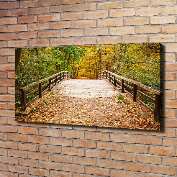 Bild auf leinwand Brücke im Herbstwald