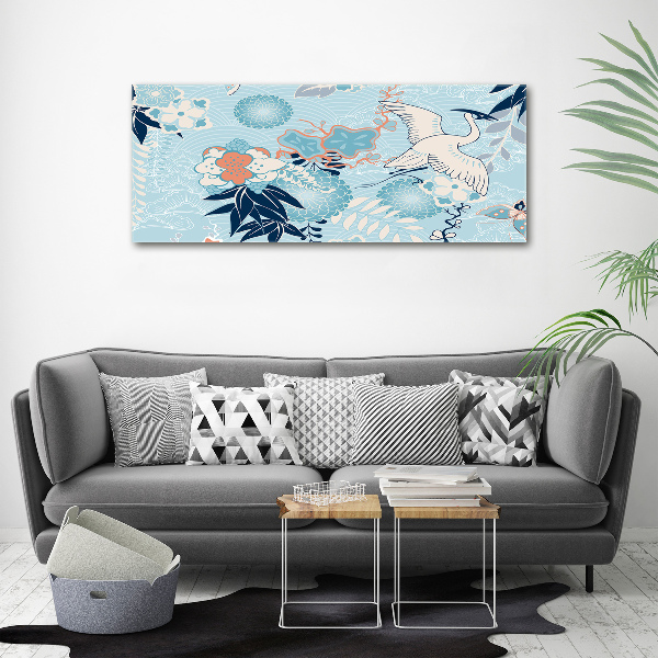 Bild auf leinwand Kranich und Blumen