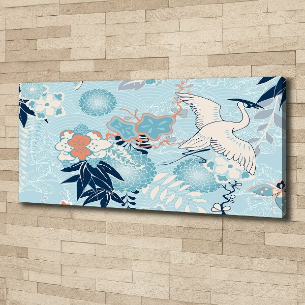 Bild auf leinwand Kranich und Blumen