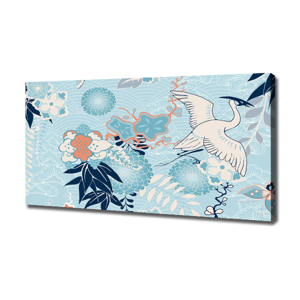 Bild auf leinwand Kranich und Blumen