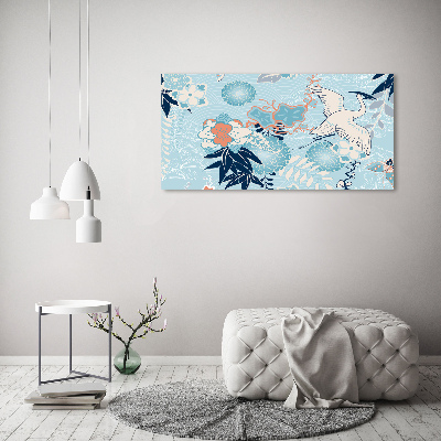 Bild auf leinwand Kranich und Blumen
