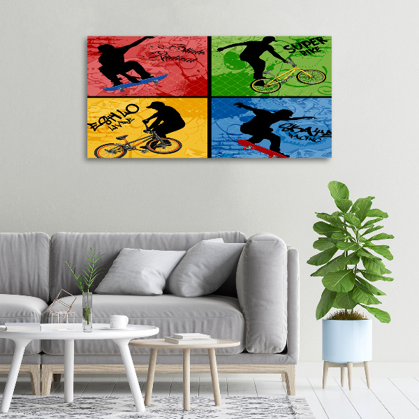 Wandbild Fahrrad und Skateboard