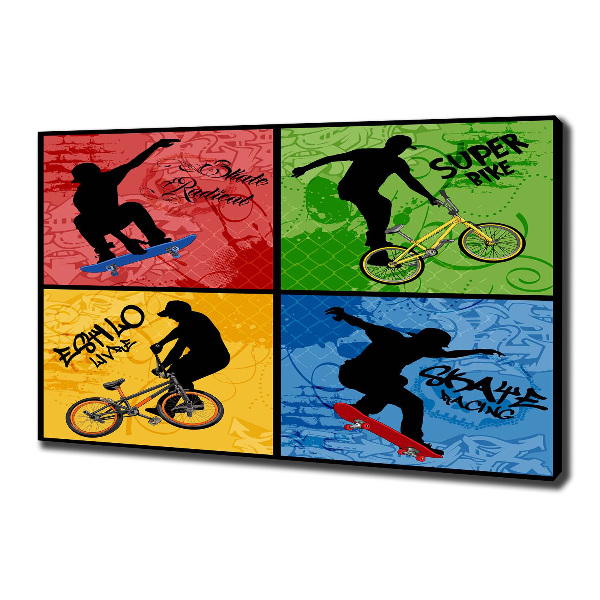 Wandbild Fahrrad und Skateboard