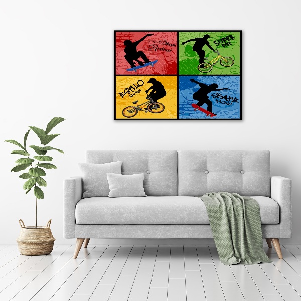 Wandbild Fahrrad und Skateboard