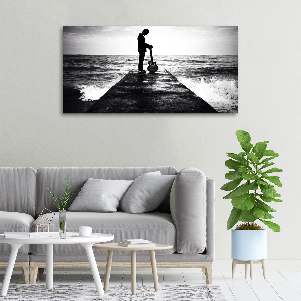 Wandbild Gitarrist auf dem Pier