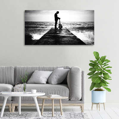 Wandbild Gitarrist auf dem Pier
