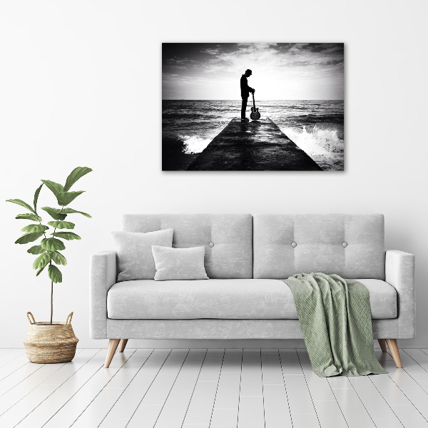 Wandbild Gitarrist auf dem Pier