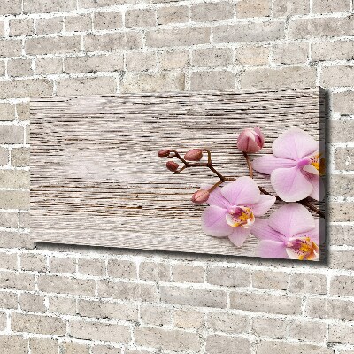 Bild auf leinwand Orchidee auf Holz