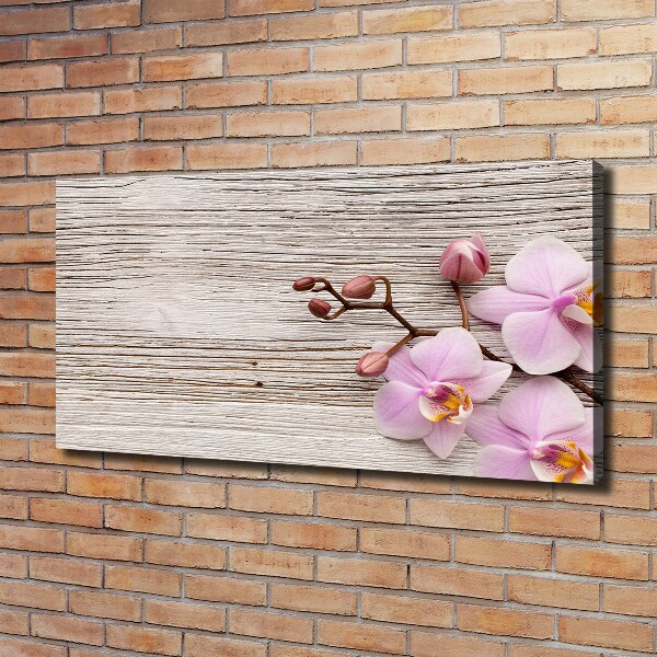 Bild auf leinwand Orchidee auf Holz