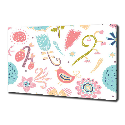 Wandbild Blumen und Vögel