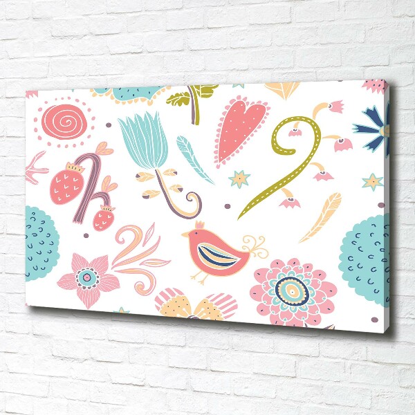 Wandbild Blumen und Vögel