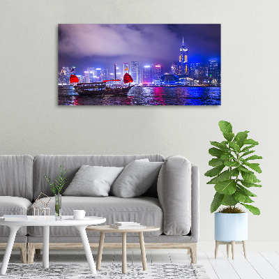 Bild auf leinwand Hongkong bei Nacht